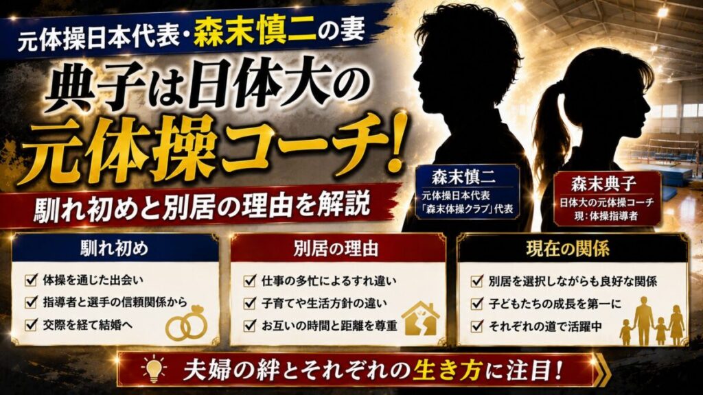 森末慎二の奥さん・典子は日体大の元体操コーチ！馴れ初めと別居の理由を解説