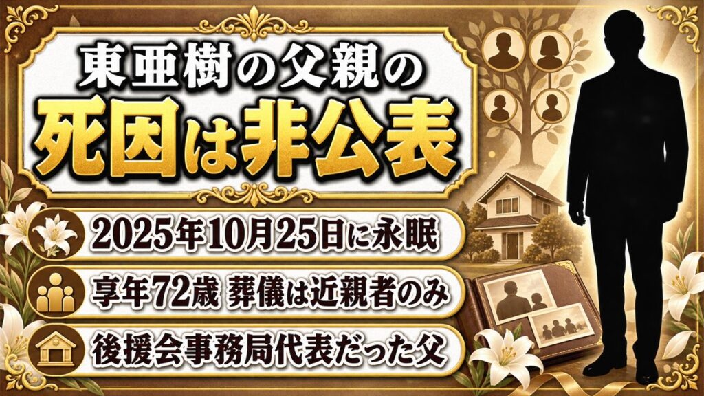 東亜樹の父親の死因は非公表！享年72歳の訃報で伝えられた3つのこととは