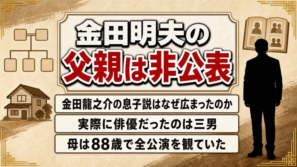 金田明夫の父親は非公表！金田龍之介の息子説が広まったキッカケは三男にある