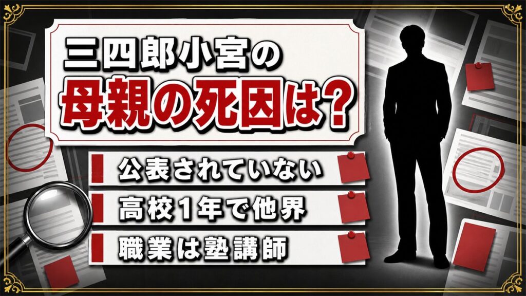 三四郎の小宮の母親の死因は非公表！高校1年で亡くした母を本人がどこまで語ったのか